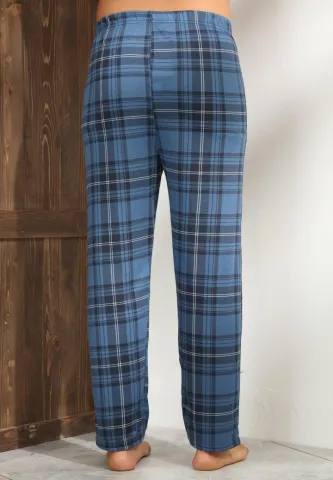 Pantaloni pijama bărbați albastru închis cu carouri – croială lejeră hover