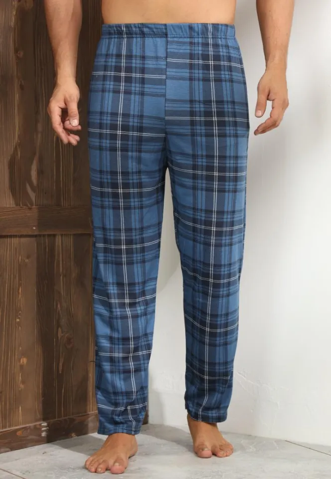 Pantalon pijama croială lejeră bărbați – carouri albastru închis