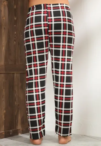 Pantaloni pijama bărbați carouri negri – roșii și albe, design lejer și relaxant hover