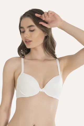 Sutien cu push-up și bretele fixe, Alb