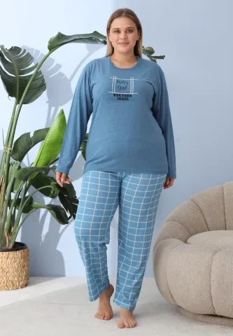 Pijama Damă Big Size Albastru Închis