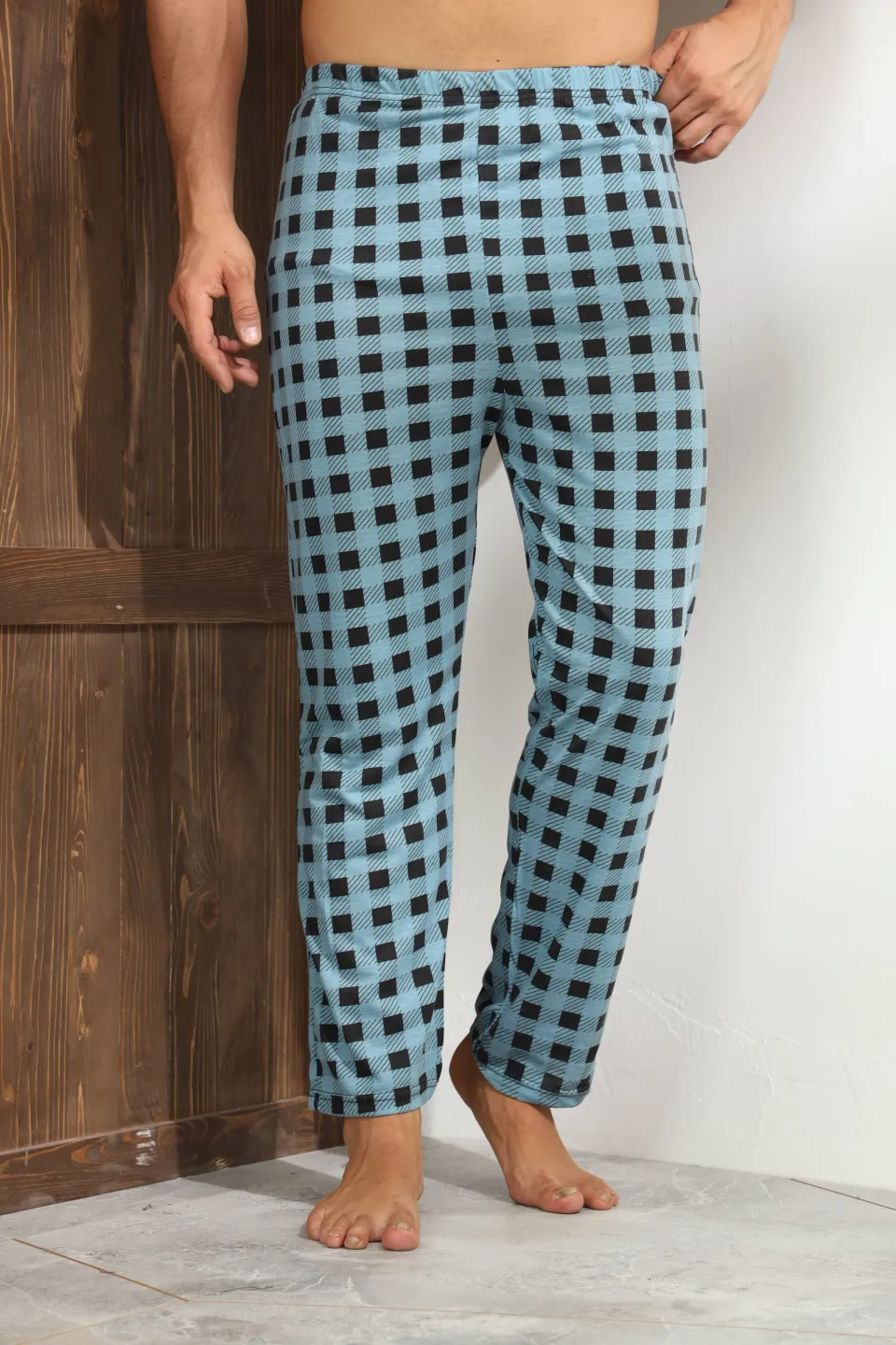 Pantalon bărbat cu model pătrățele – lejer, practic și elegant,M - 4