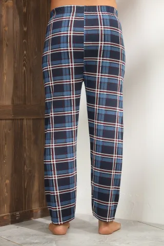 Pantalon pijama bărbați – design clasic albastru cu carouri elegante,M hover