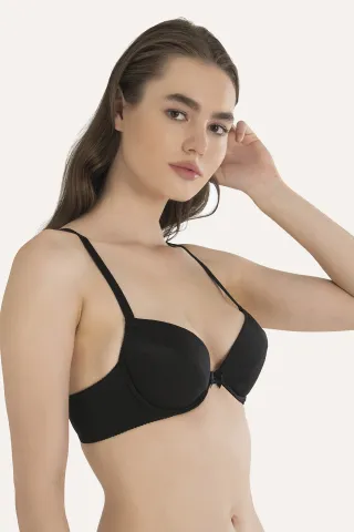 Sutien cu push-up și bretele fixe, Negru hover
