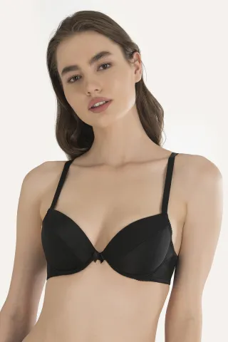 Sutien cu push-up și bretele fixe, Negru