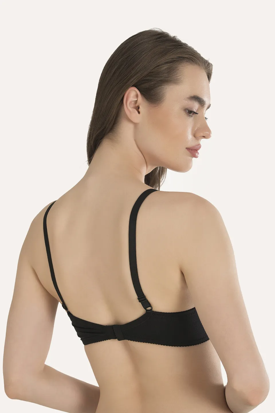 Sutien cu push-up și bretele fixe, Negru - 3