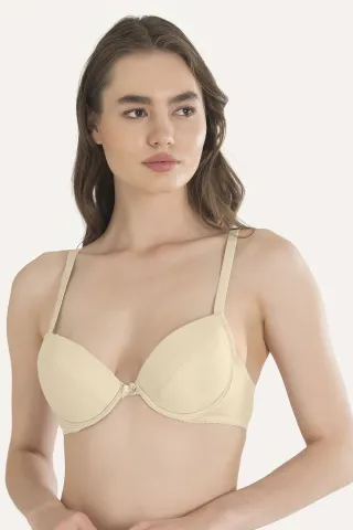 Sutien cu push-up și bretele fixe, Bej