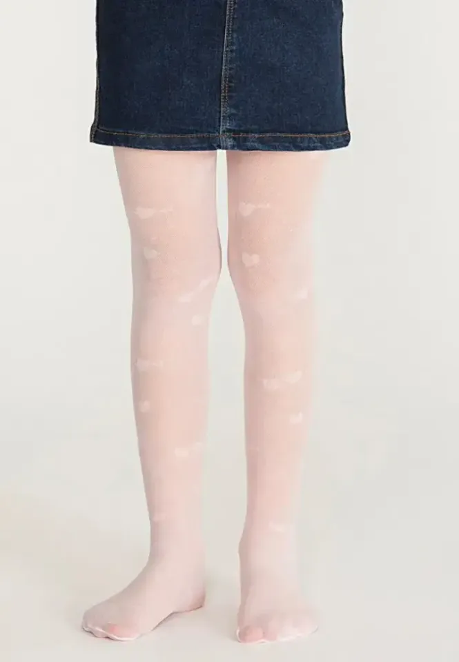 Dres elegante fete, Twin Hearts 40 DEN, culoare alb