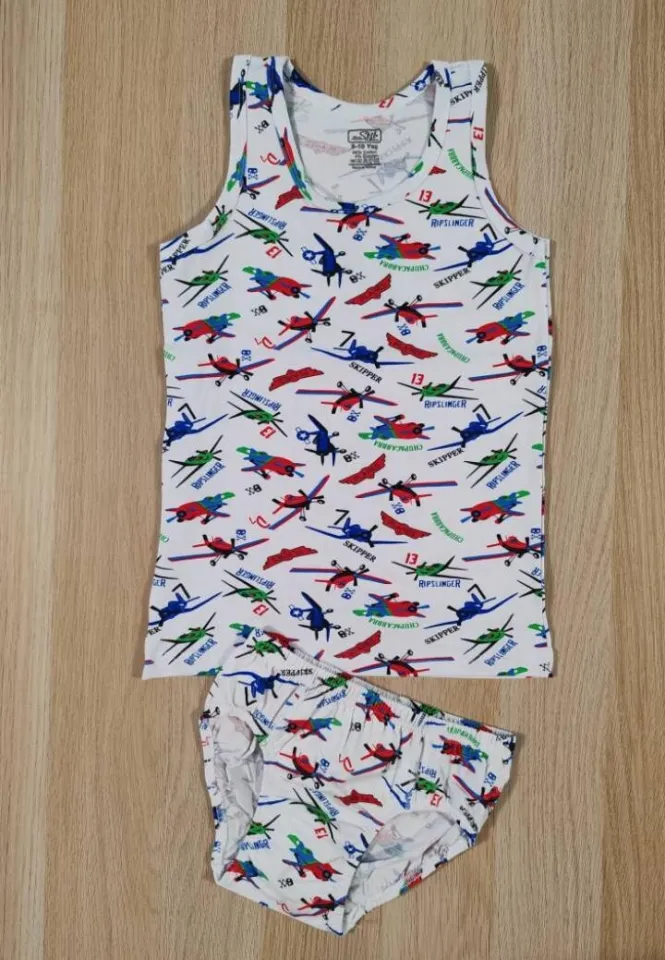Set confortabil băieți – maiou + chilot din bumbac colorat