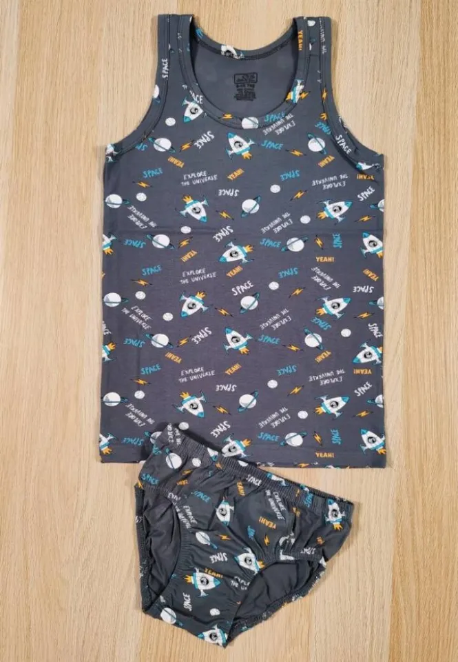 Set confortabil băieți – maiou + chilot din bumbac, model Space