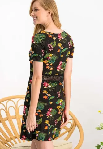 Rochie Damă cu Dantelă și Imprimeu Floral Decorativ hover