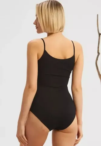 Body Femei cu Bretele Subțiri și Închidere – Negru hover