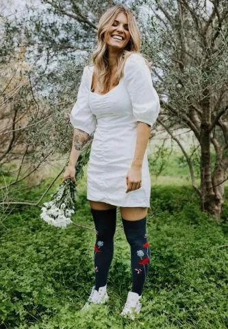Șosete Dama Peste Genunchi cu Model Buburuze hover