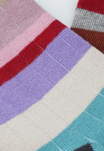 Șosete pentru femei colorate din bumbac organic, cu dungi hover