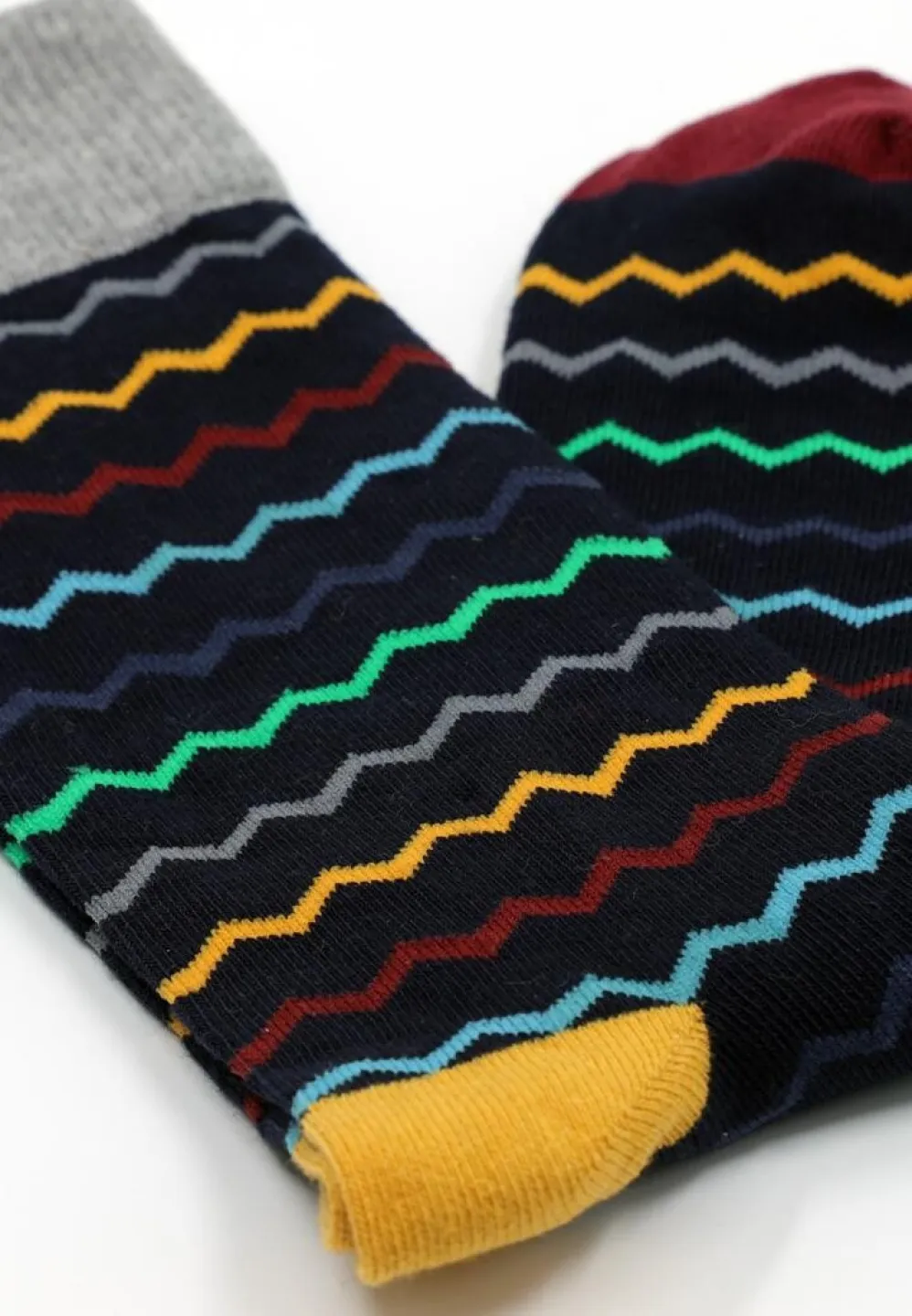 Șosete Fără Cusătură Bumbac Organic – Model Zigzag, Bleumarin, Bărbați - 2