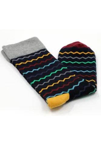 Șosete Fără Cusătură Bumbac Organic – Model Zigzag, Bleumarin, Bărbați