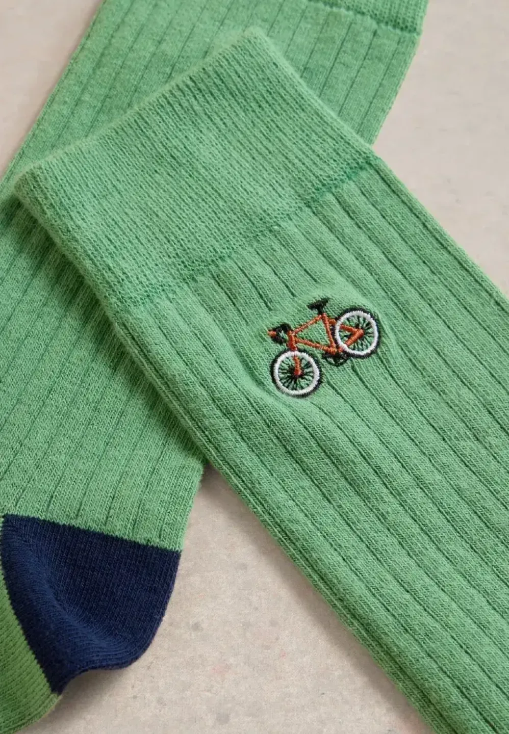 Șosete Fără Cusătură Bumbac Organic – Model cu Bicicletă, Verde, Bărbați - 3