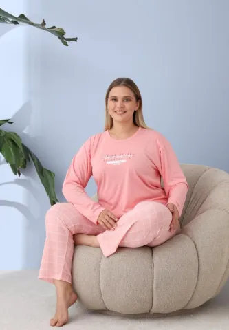 Pijama damă cu pantaloni și mânecă lungă, marim mare, „HAPPY SATURDAY”