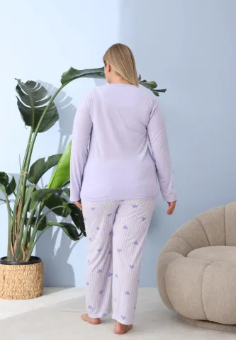 Pijama damă cu pantaloni și mânecă lungă, Big Size, „Keep Thing”, lila hover
