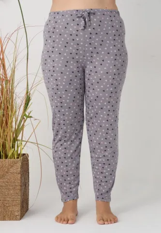 Pantalon damă Big Size, inimioare gri