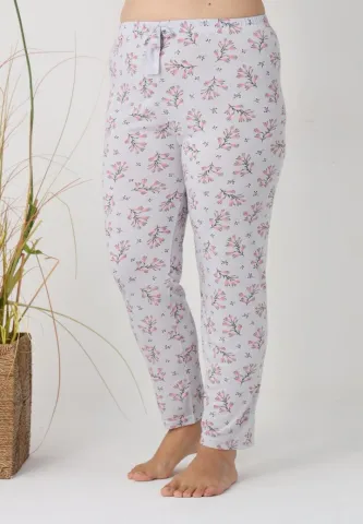 Pantalon damă – Cu Flori Roz Turcoaz Big Size
