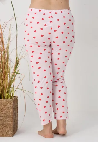 Pantaloni de pijama damă Big Size, model roz cu inimioare hover