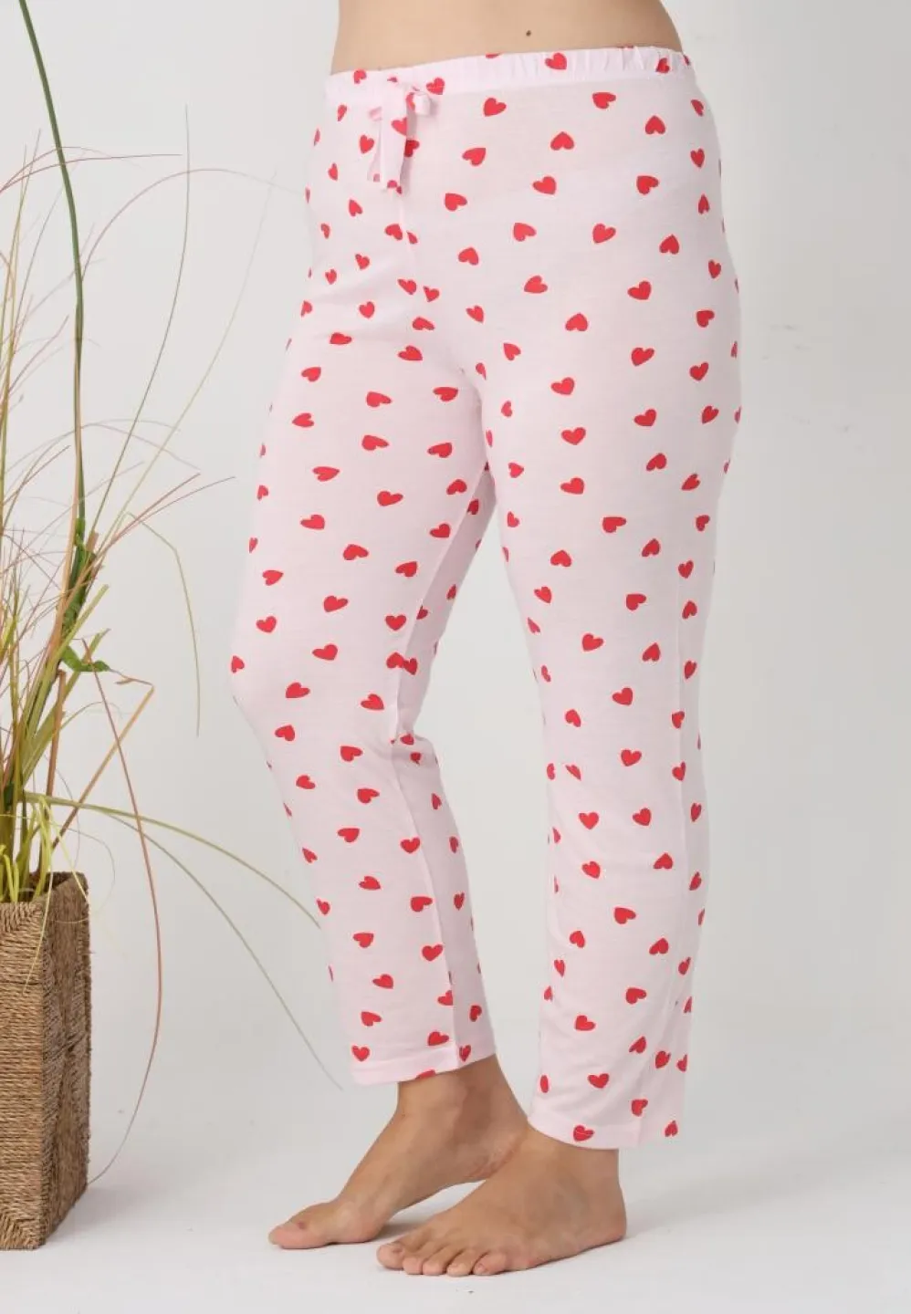 Pantaloni de pijama damă Big Size, model roz cu inimioare - 5