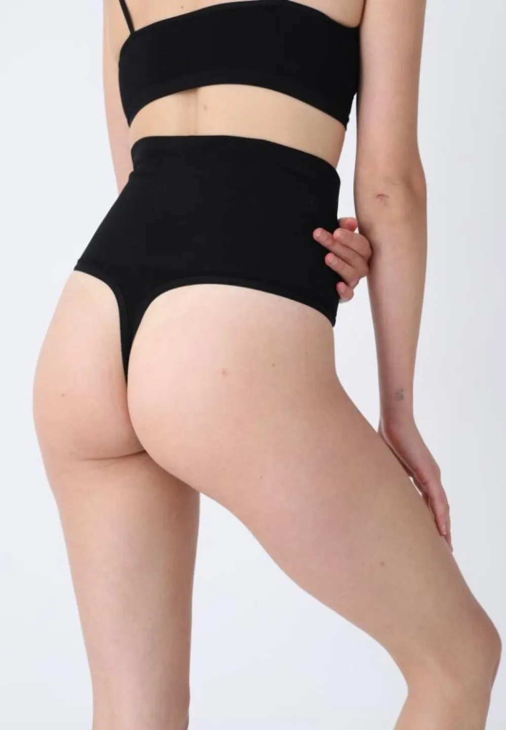 Corset modelator și tanga negru, talie înaltă - 2