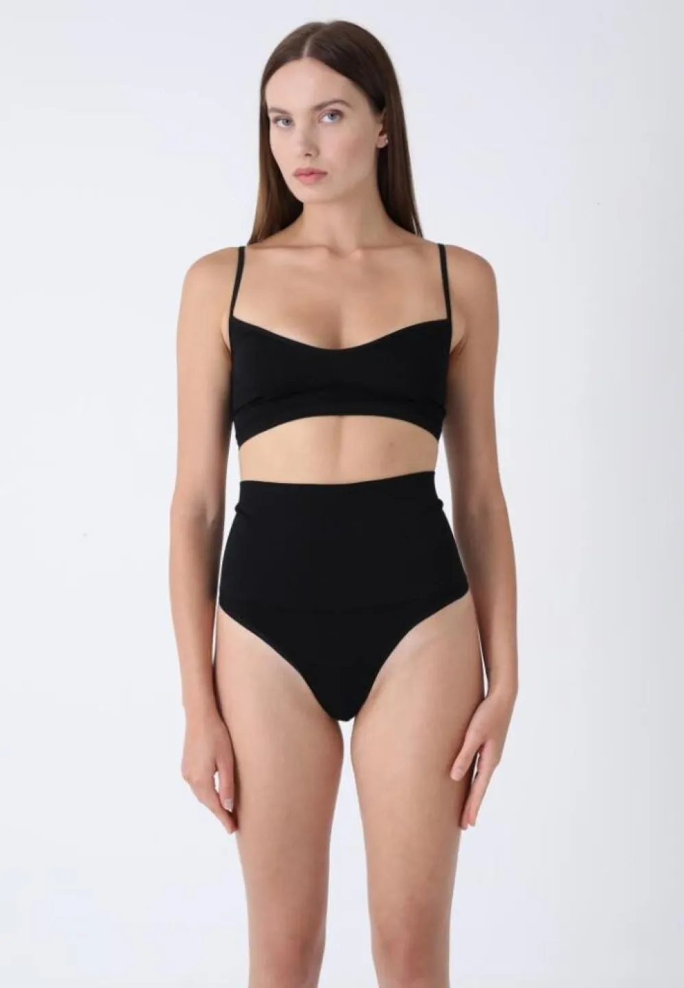 Corset modelator și tanga negru, talie înaltă - 3
