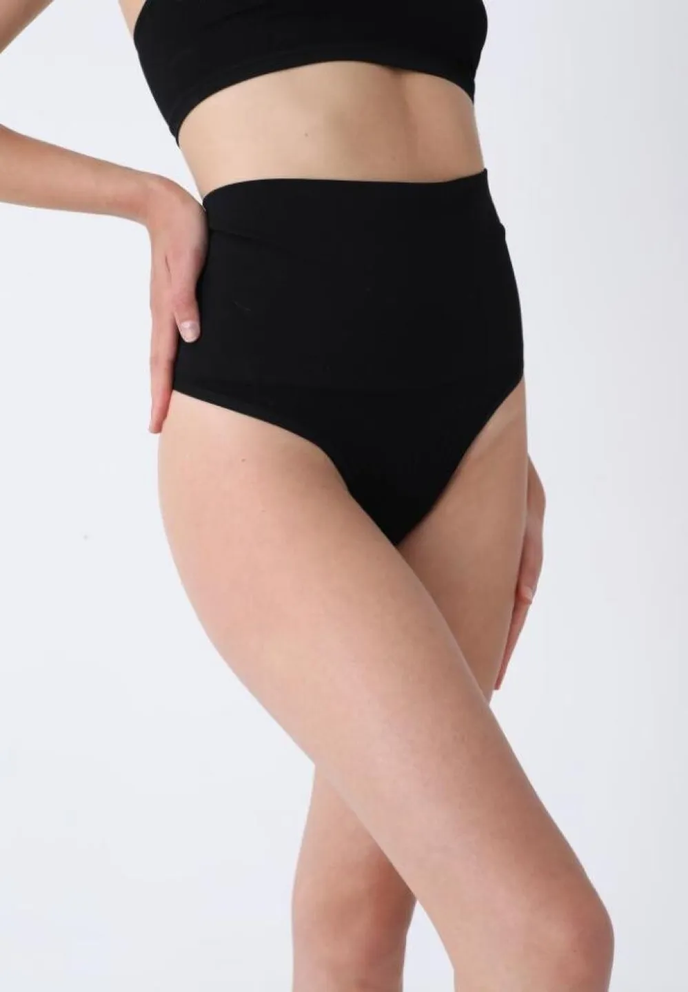 Corset modelator și tanga negru, talie înaltă - 4