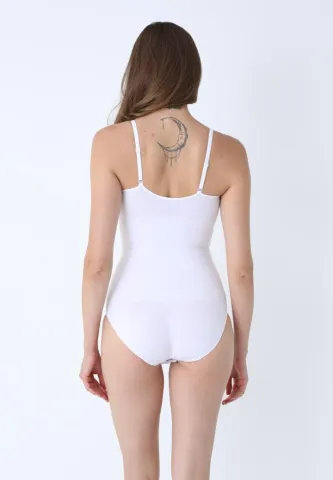 Body modelator alb cu bretele subțiri reglabile, clasic hover