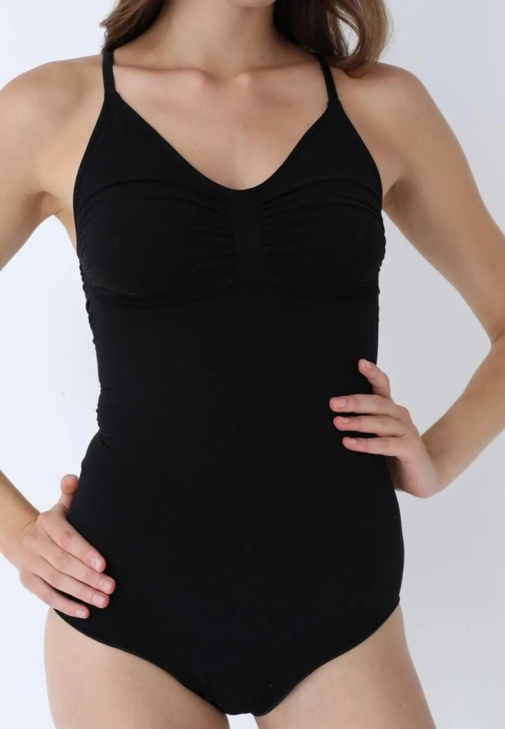 Body Negru modelator cu bretele subțiri, confort și susținere - 3