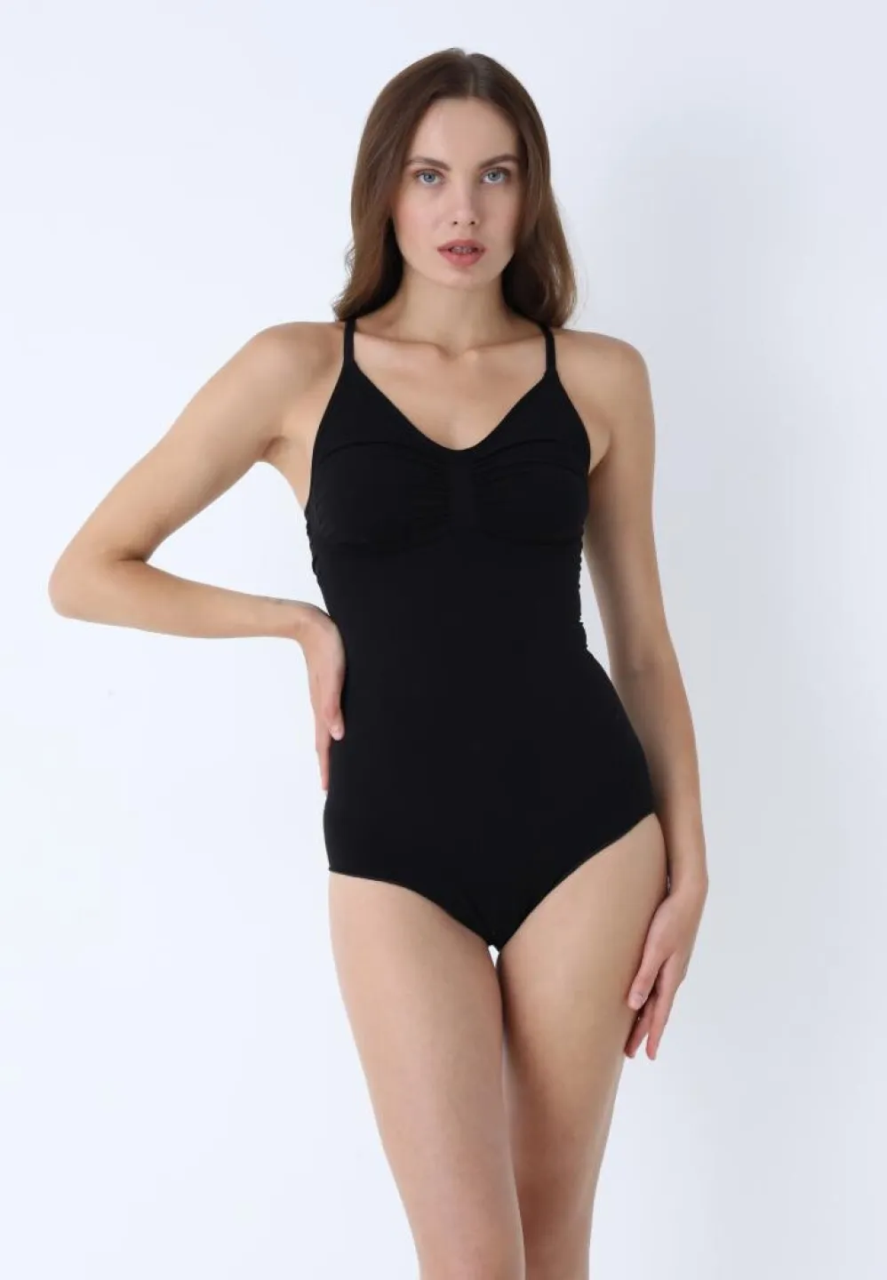 Body Negru modelator cu bretele subțiri, confort și susținere - 4