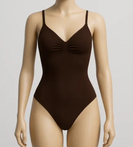 Body tanga maro, modelator cu bretele reglabile