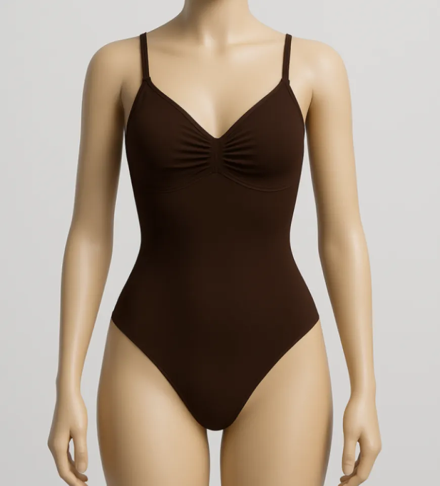 Body tanga maro, modelator cu bretele reglabile