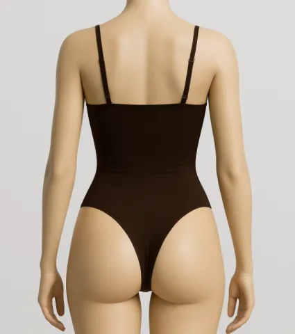Body tanga maro, modelator cu bretele reglabile hover