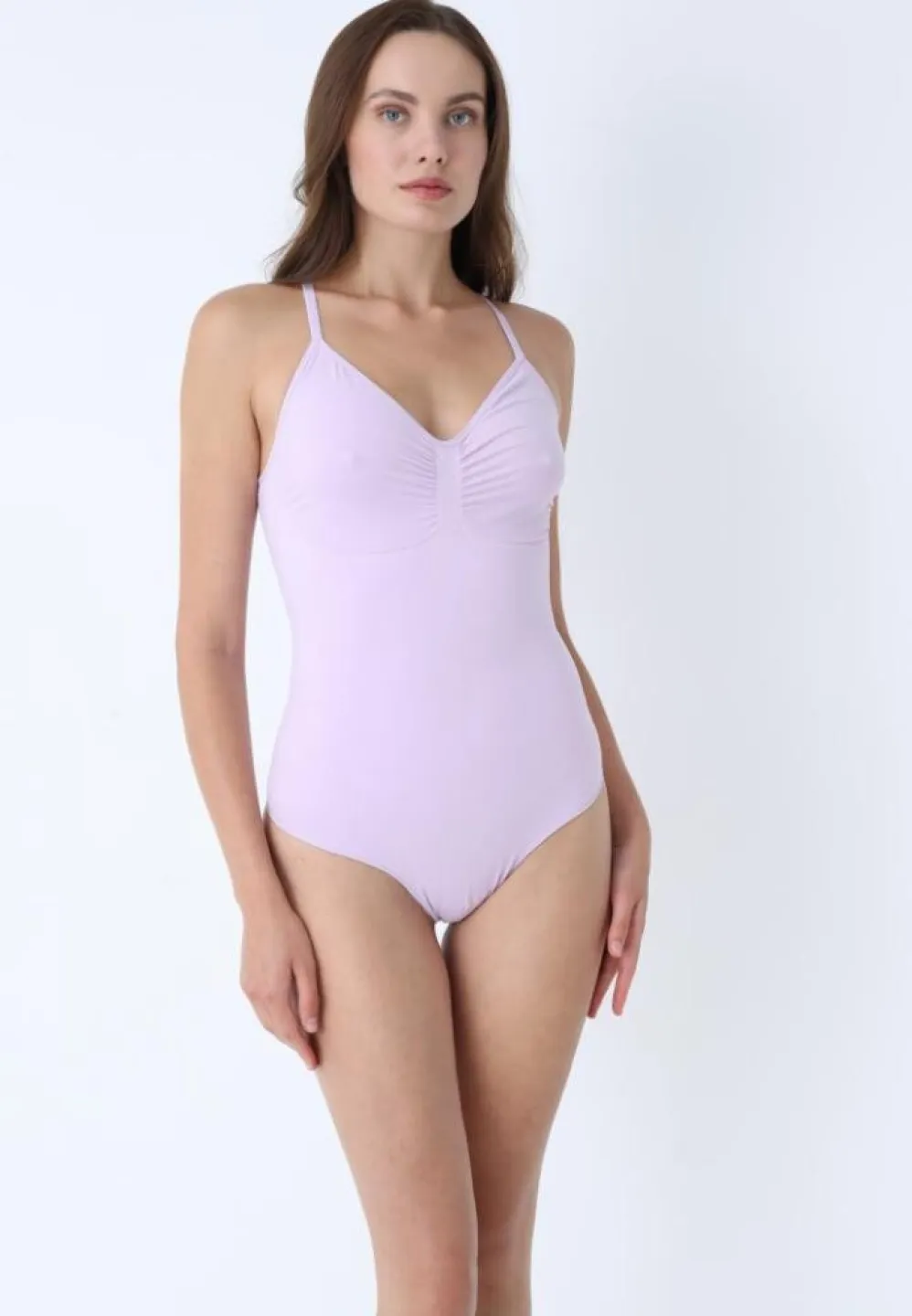 Body tanga lila, modelator cu bretele reglabile - 1