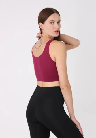 Bustieră elegantă damă, bretele late, fără push-up, bordo hover