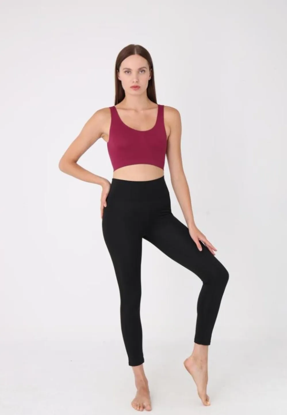 Bustieră elegantă damă, bretele late, fără push-up, bordo - 4