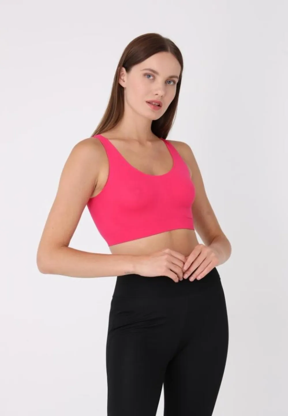 Bustieră elegantă damă, bretele late, fără push-up, fucsia - 3
