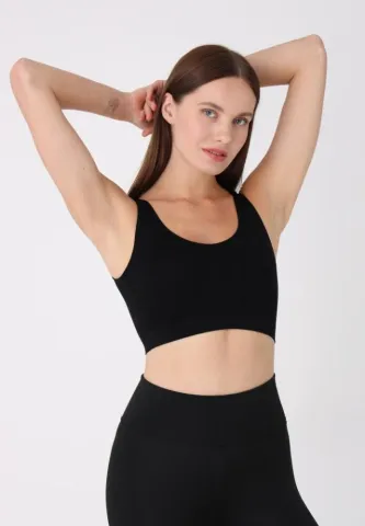 Bustieră elegantă damă, bretele late, fără push-up, negru