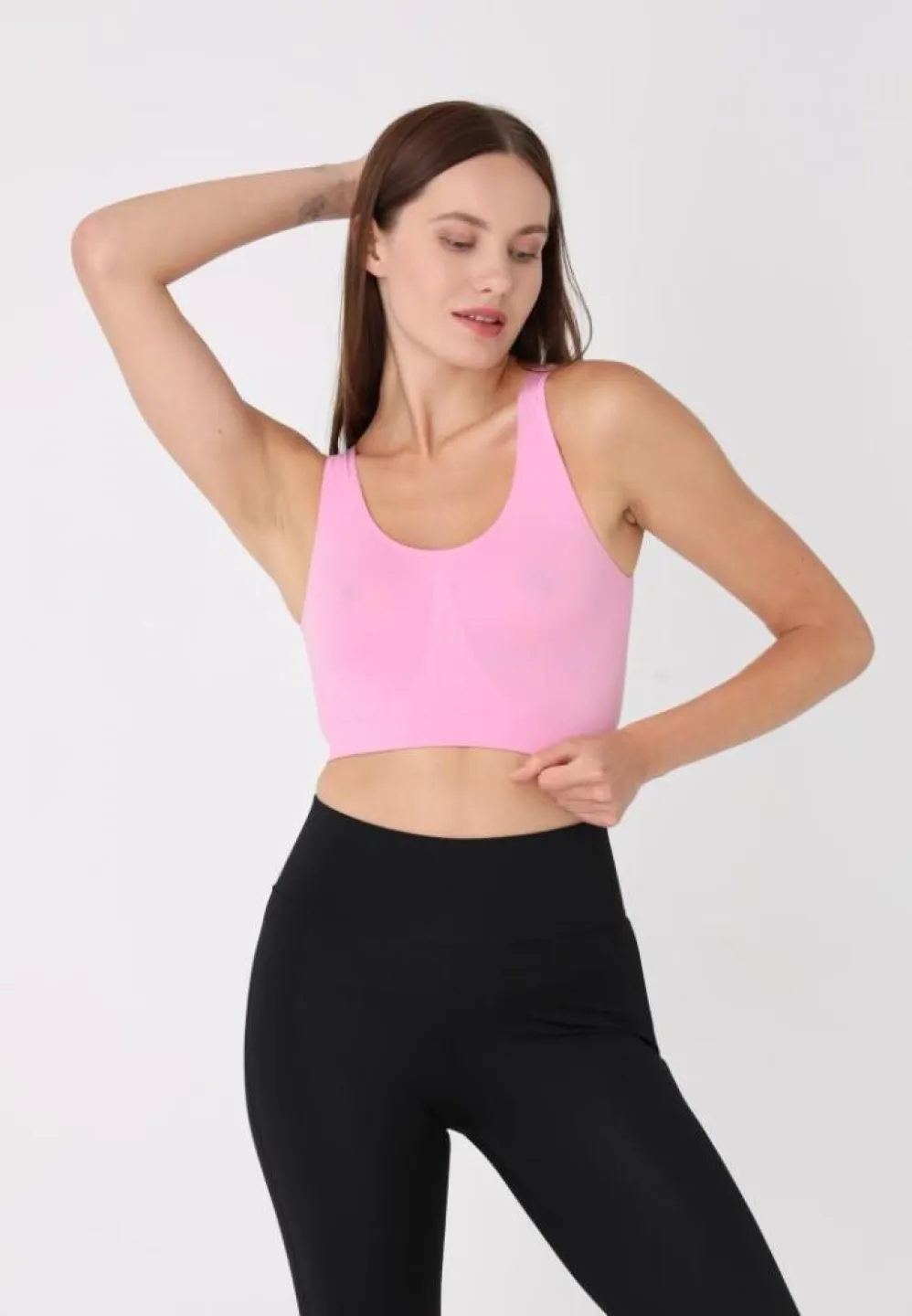 Bustieră elegantă damă, bretele late, fără push-up, roz - 1