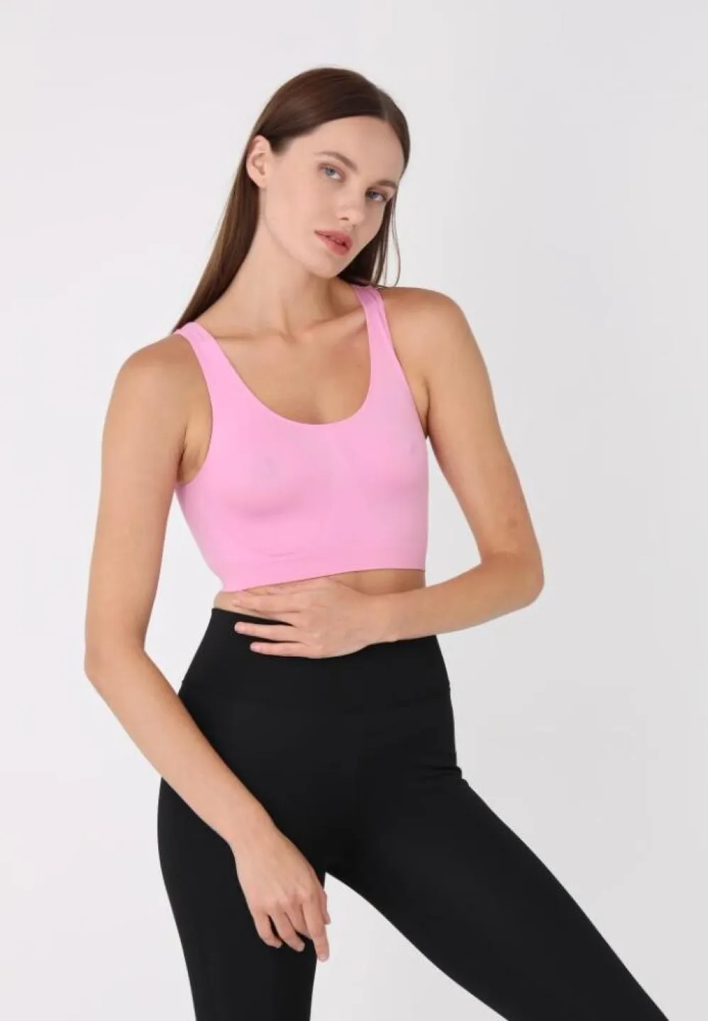 Bustieră elegantă damă, bretele late, fără push-up, roz - 3