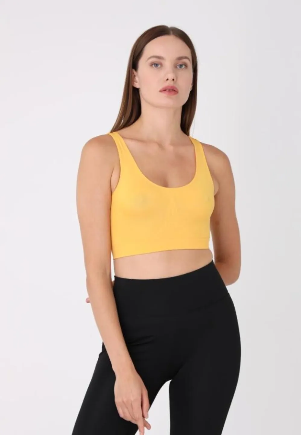 Bustieră elegantă damă, bretele late, fără push-up, galben - 3