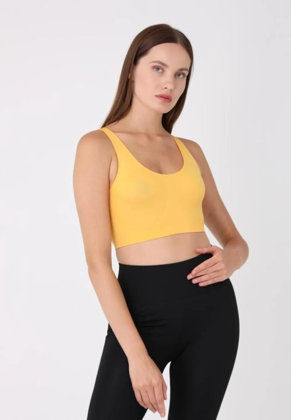 Bustieră elegantă damă, bretele late, fără push-up, galben - 1