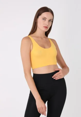 Bustieră elegantă damă, bretele late, fără push-up, galben