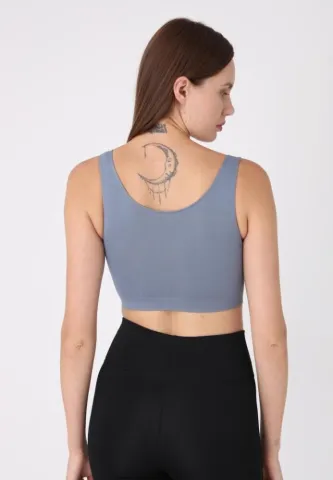 Bustieră elegantă damă, bretele late, fără push-up, gri hover