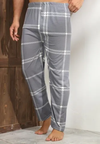 Pantalon modern bărbat Big Size, combinație gri cu alb hover