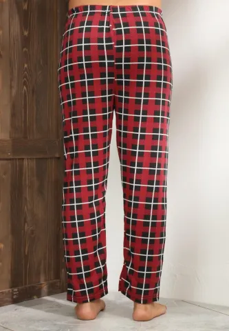 Pantalon modern bărbat Big Size, roșii cu carouri alb-negru hover
