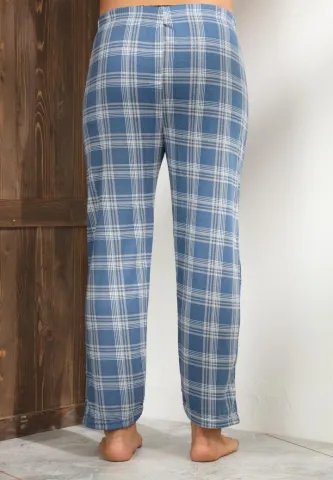 Pantalon modern bărbat Big Size, albastru-gri în carouri hover